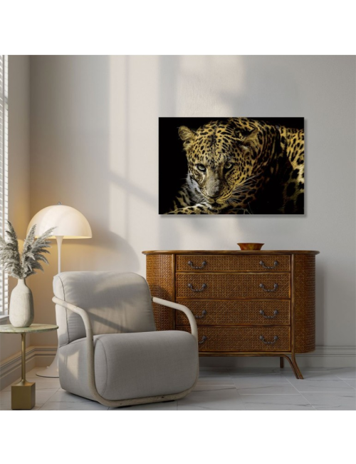Tableau léopard sur verre – élégance sauvage