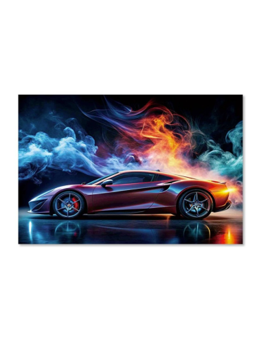 Tableau voiture sportive sur verre – design moderne