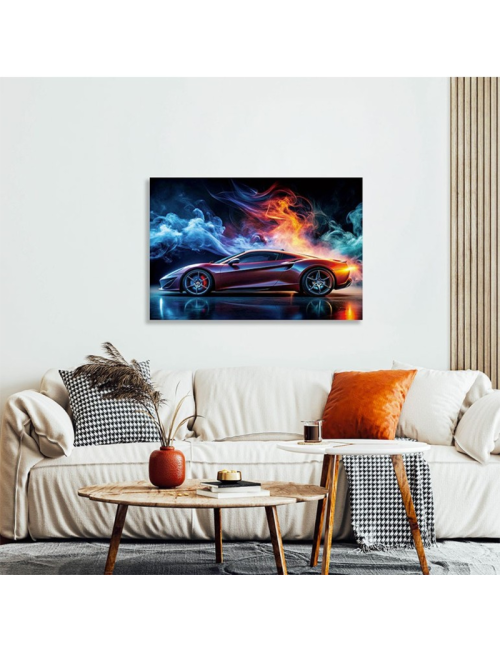Tableau voiture sportive sur verre – design moderne