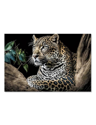 Tableau léopard sur verre