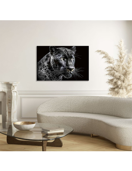 Tableau panthère noire sur verre – décoration murale