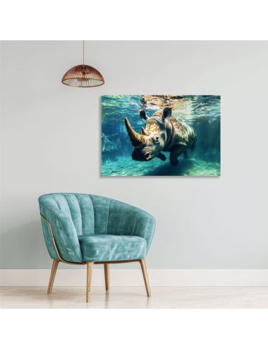 Tableau sur verre rhinocéros – décoration murale animale moderne