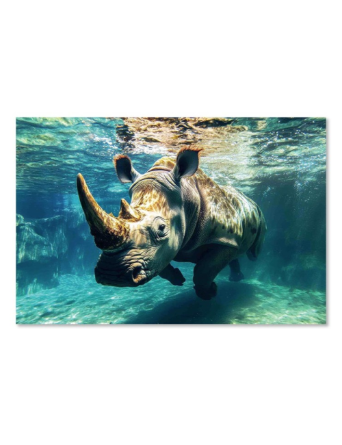 Tableau rhinocéros sur verre