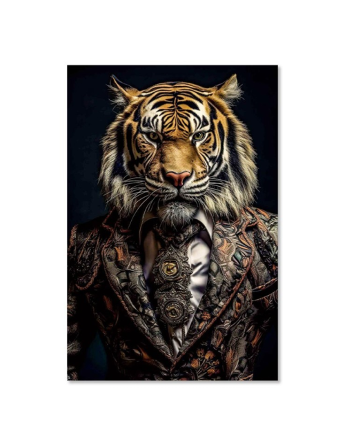 Tableau tigre en costume sur verre