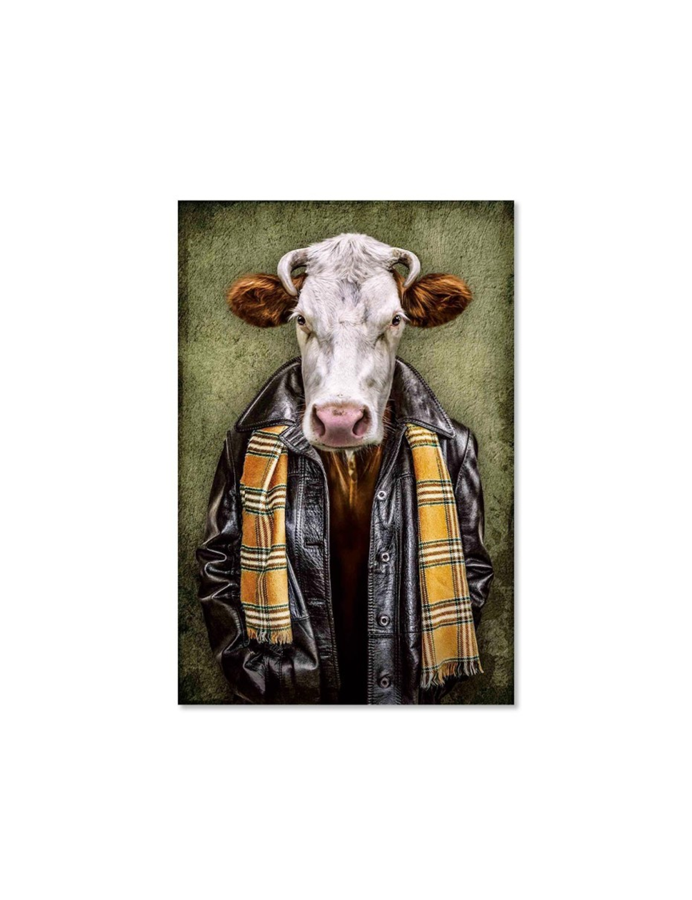 Tableau vache en manteau sur verre