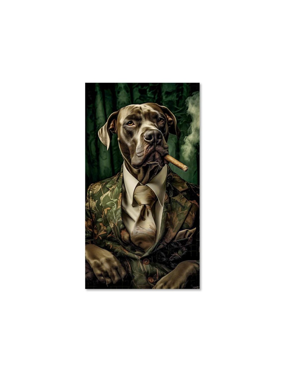 Tableau chien en costume sur verre