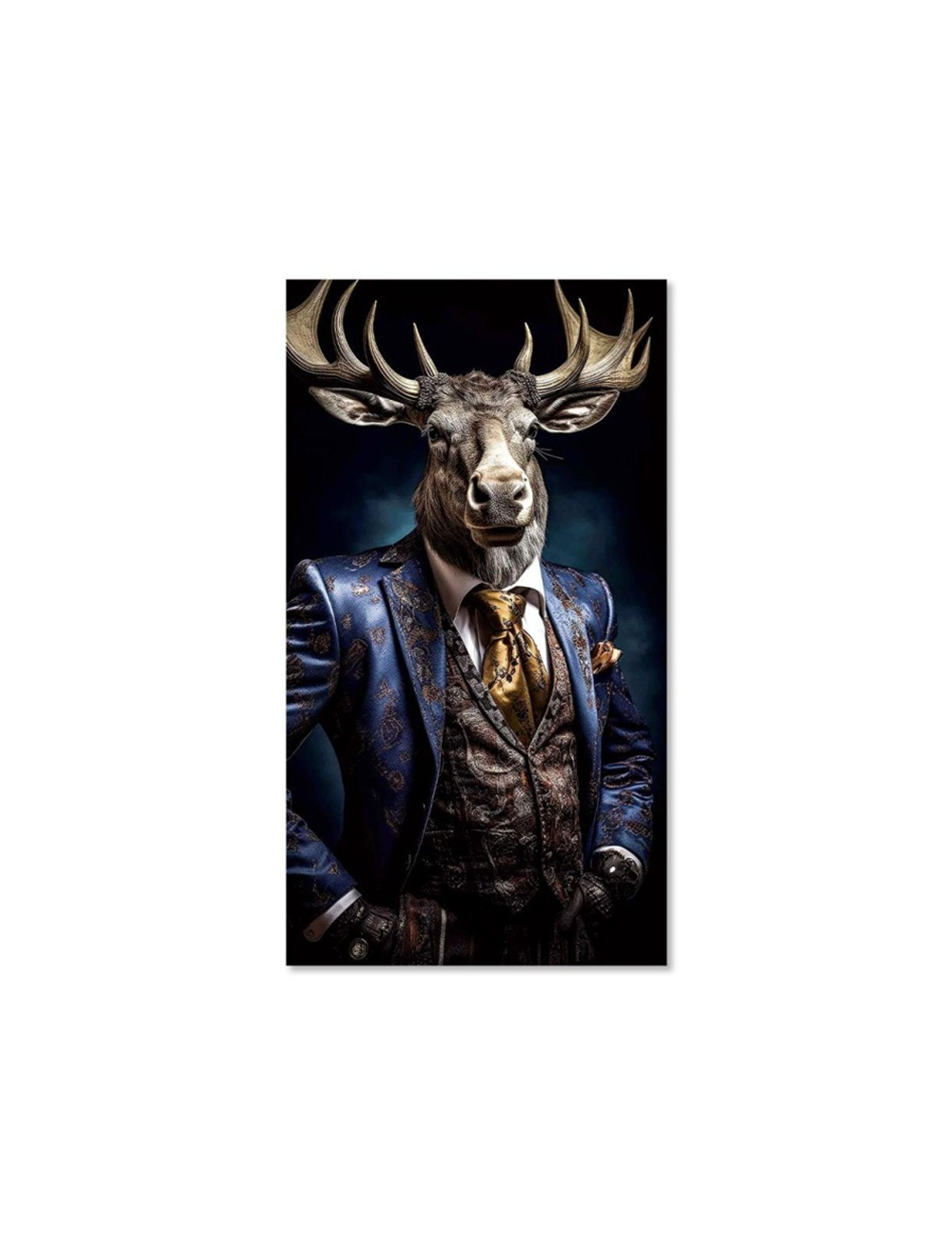 Tableau cerf en costume sur verre