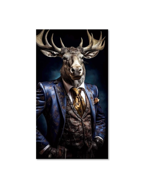 Tableau cerf en costume sur verre