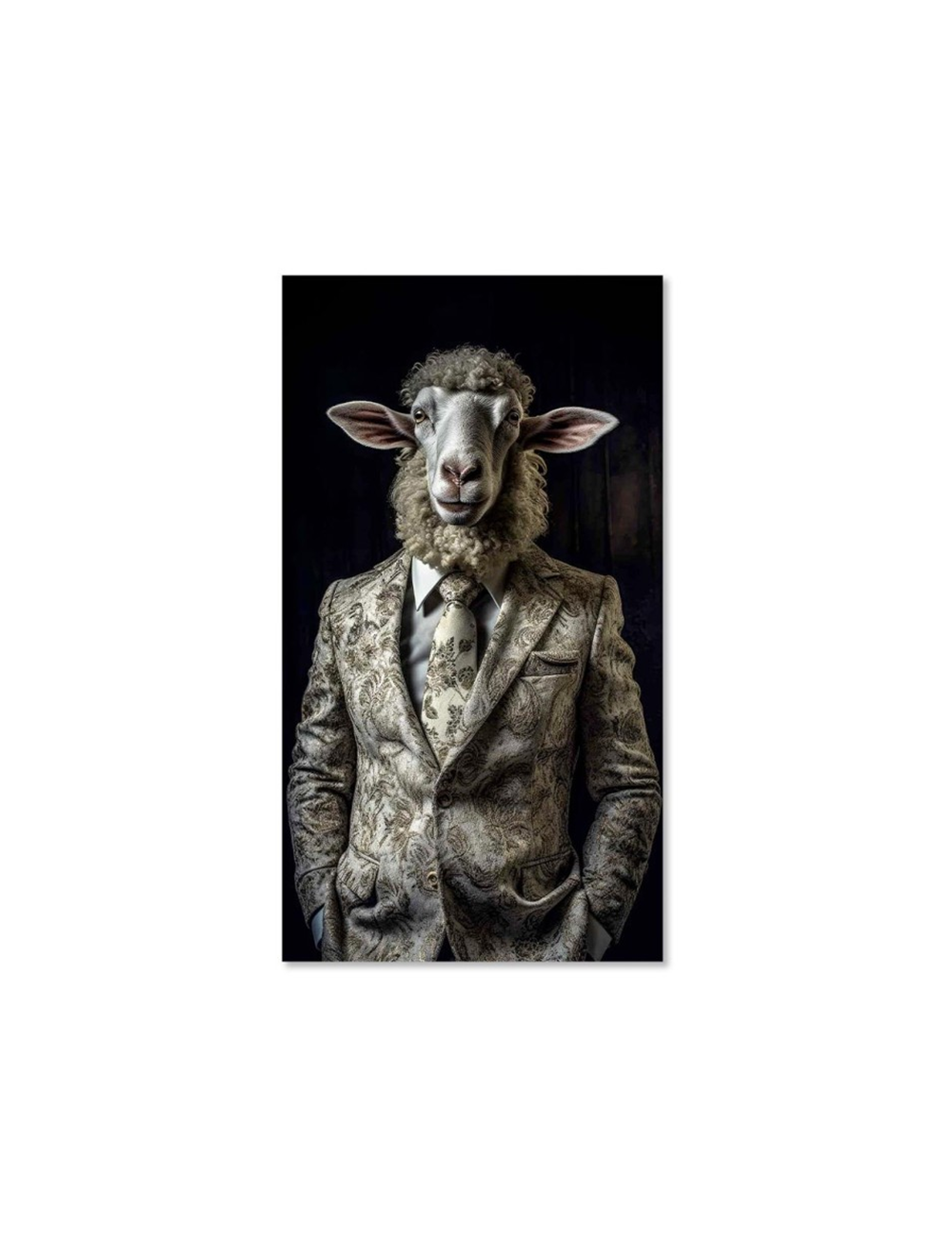 Tableau mouton en costume sur verre