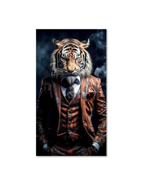 Tableau tigre en costume sur verre