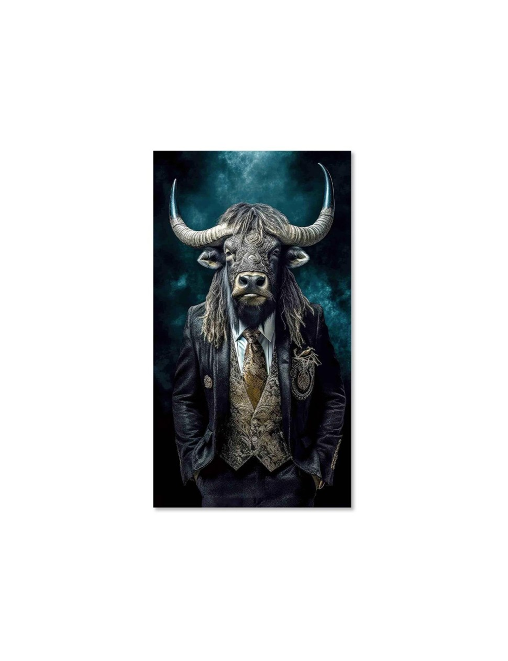 Tableau buffle en costume sur verre