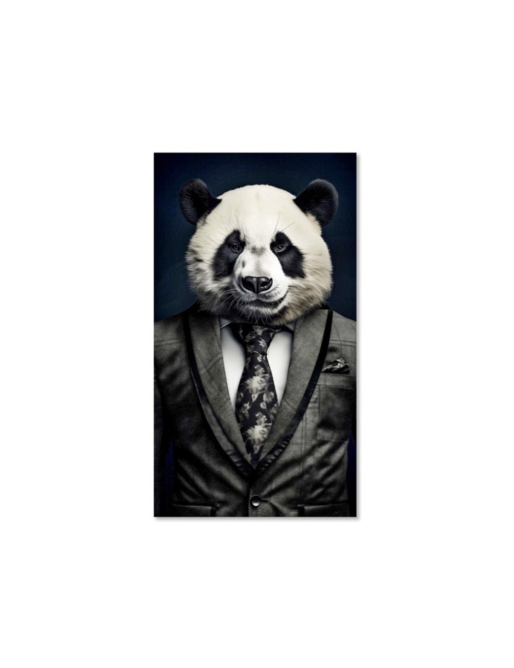 Tableau panda en costume sur verre