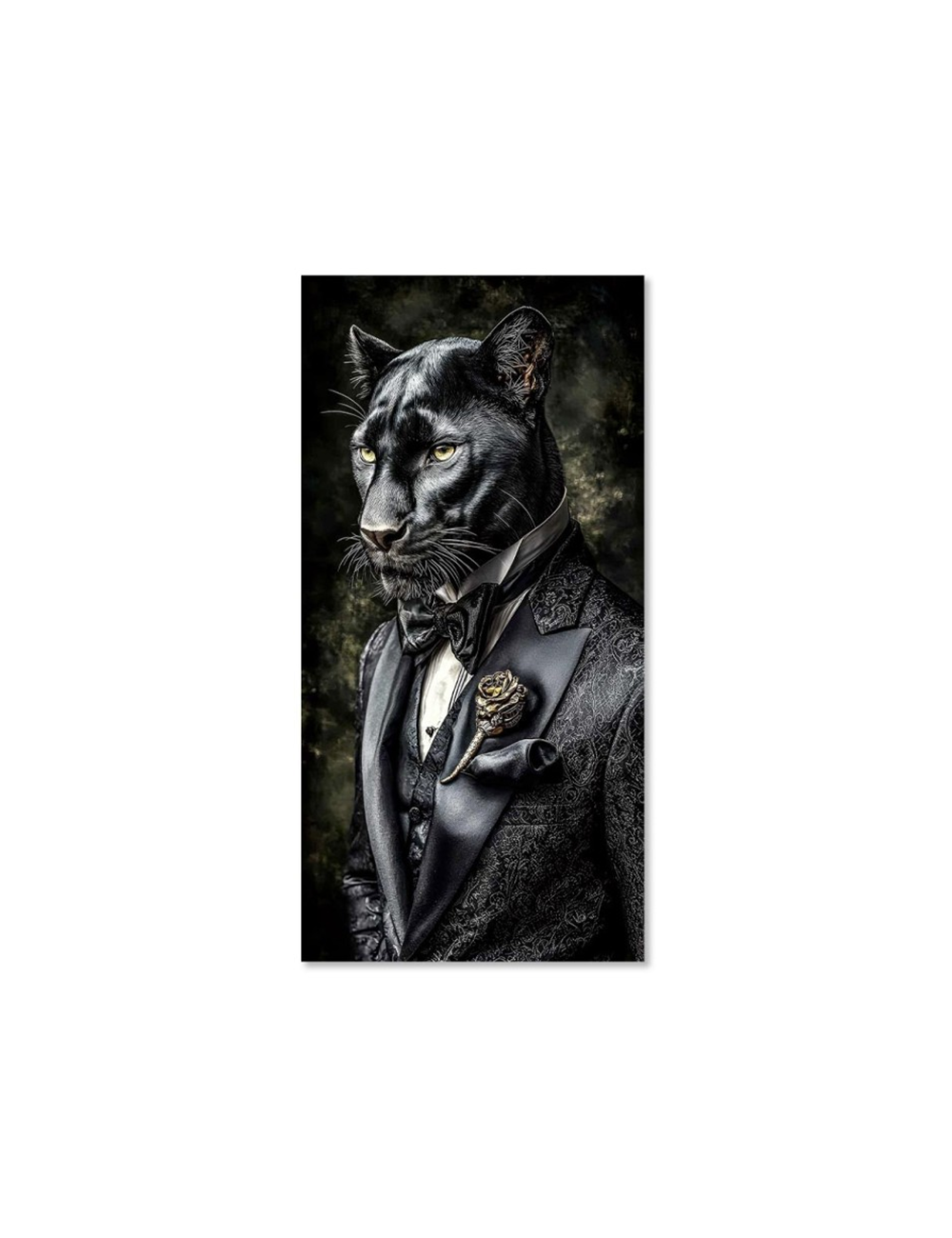 Tableau panthère noire en costume sur verre