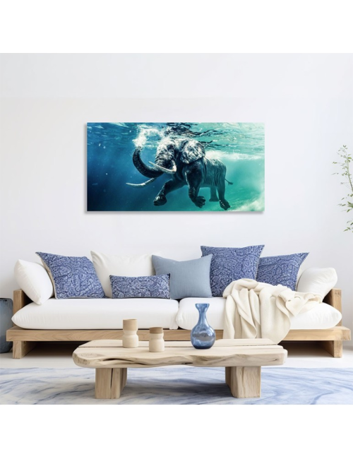 Tableau éléphant sous l’eau sur verre