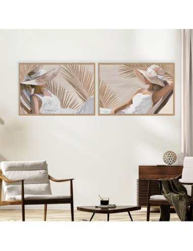 Tableau décoratif femme allongée au chapeau – Décoration murale Orya