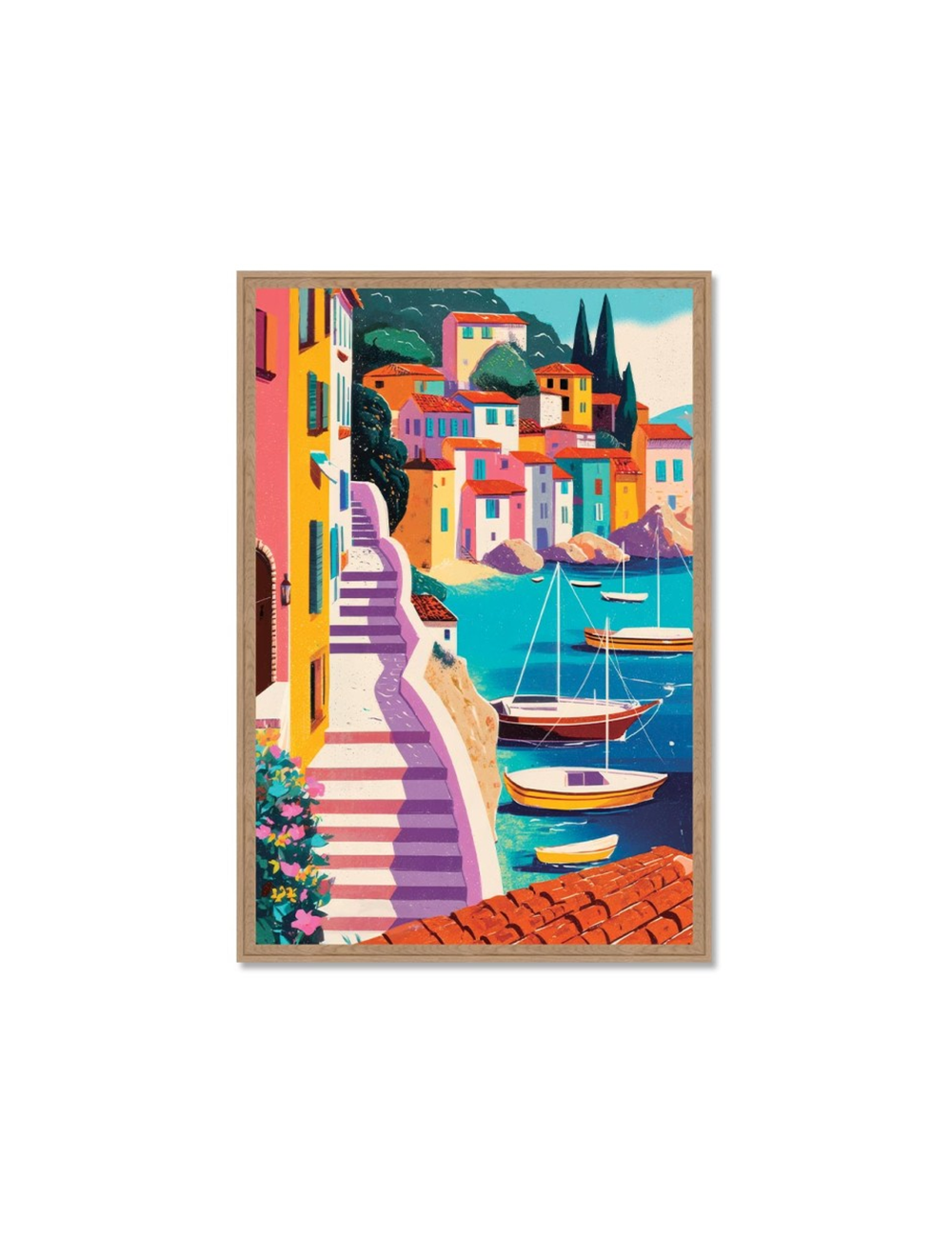 Tableau village méditerranéen coloré – Orya