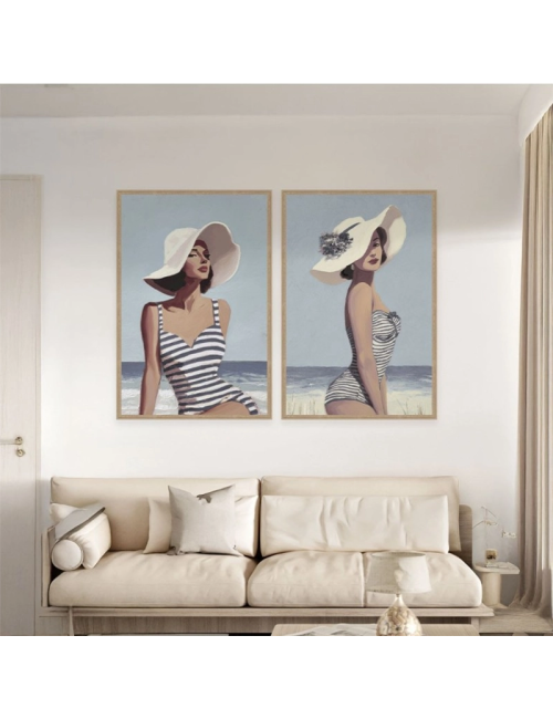 Tableau femme rétro en bord de mer – Orya
