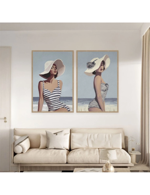 Tableau femme rétro élégante au chapeau – Orya