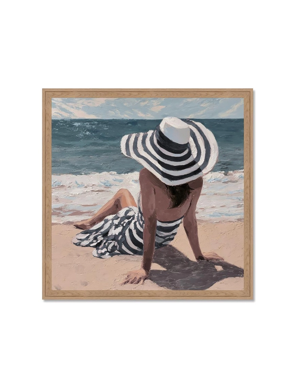 Tableau femme assise à la plage rétro – Orya