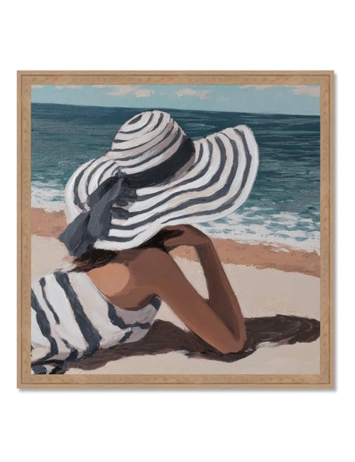 Tableau femme allongée à la plage rétro – Orya