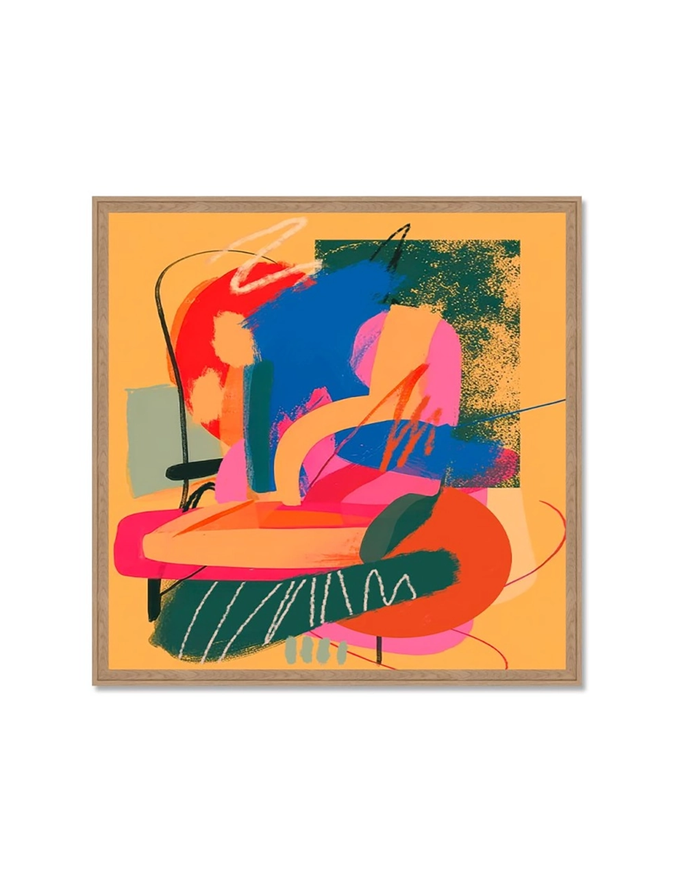 Tableau abstrait gestuel coloré – Orya