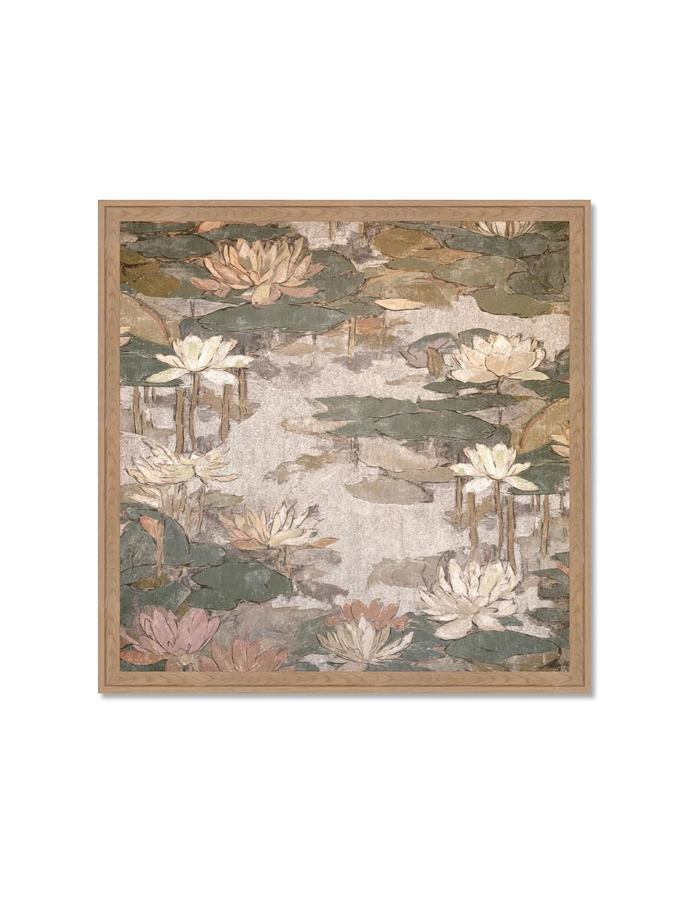 Tableau fleurs de lotus rétro beige