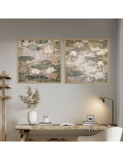 Tableau nénuphars poétiques patinés – Orya