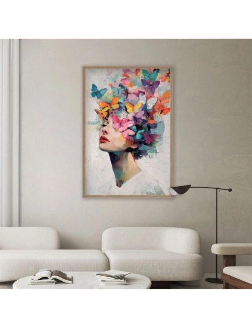 Tableau portrait femme aux papillons – Orya