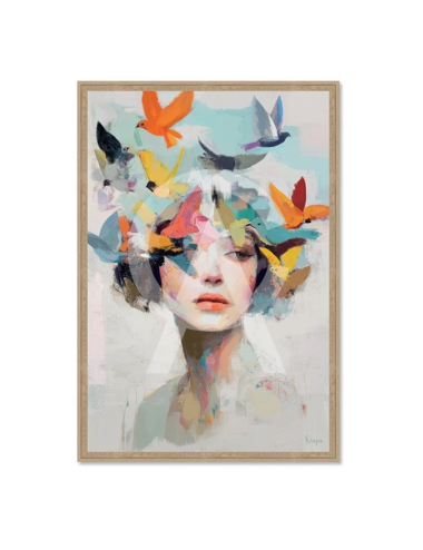 Tableau portrait femme et oiseaux – Orya