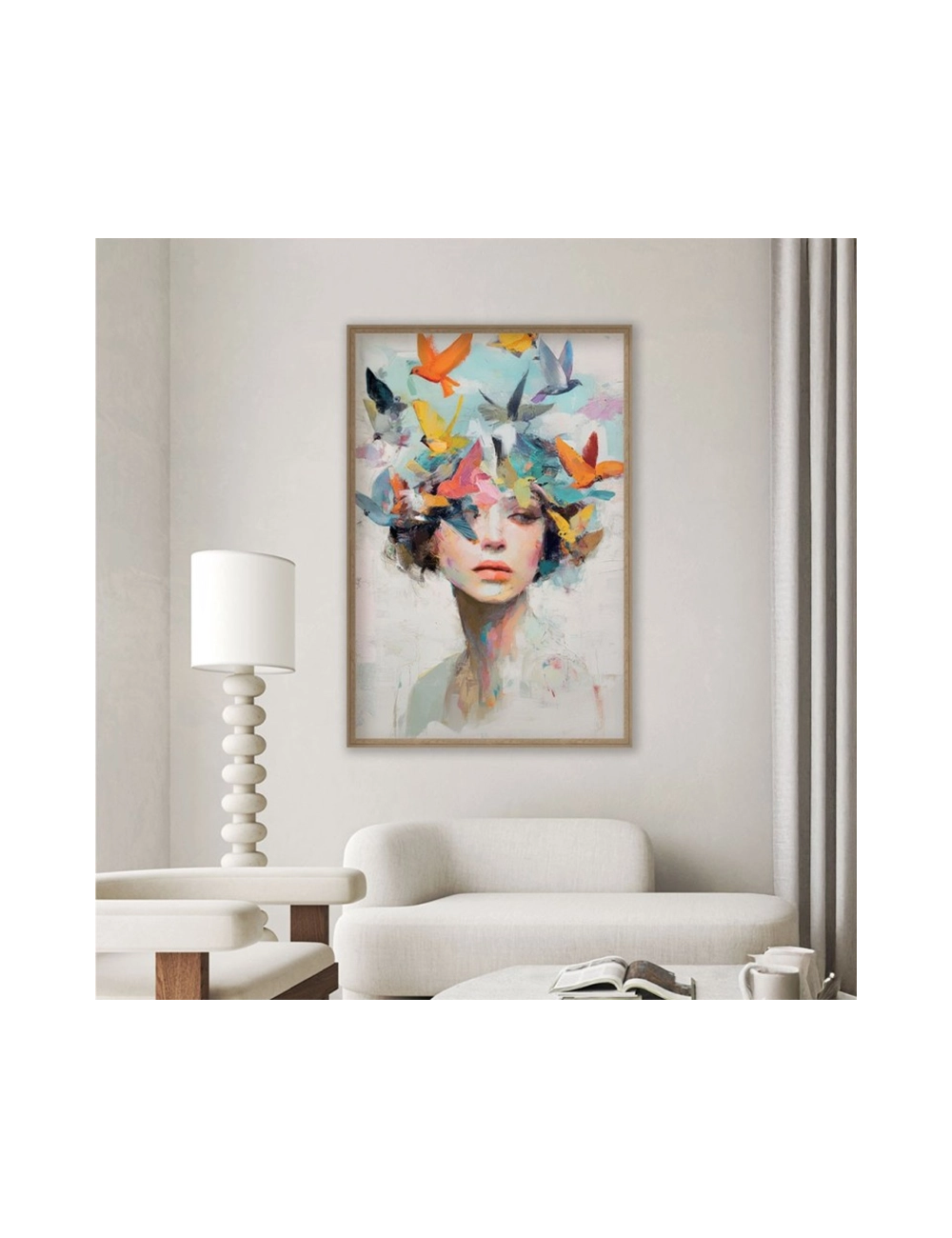 Tableau portrait femme et oiseaux – Orya