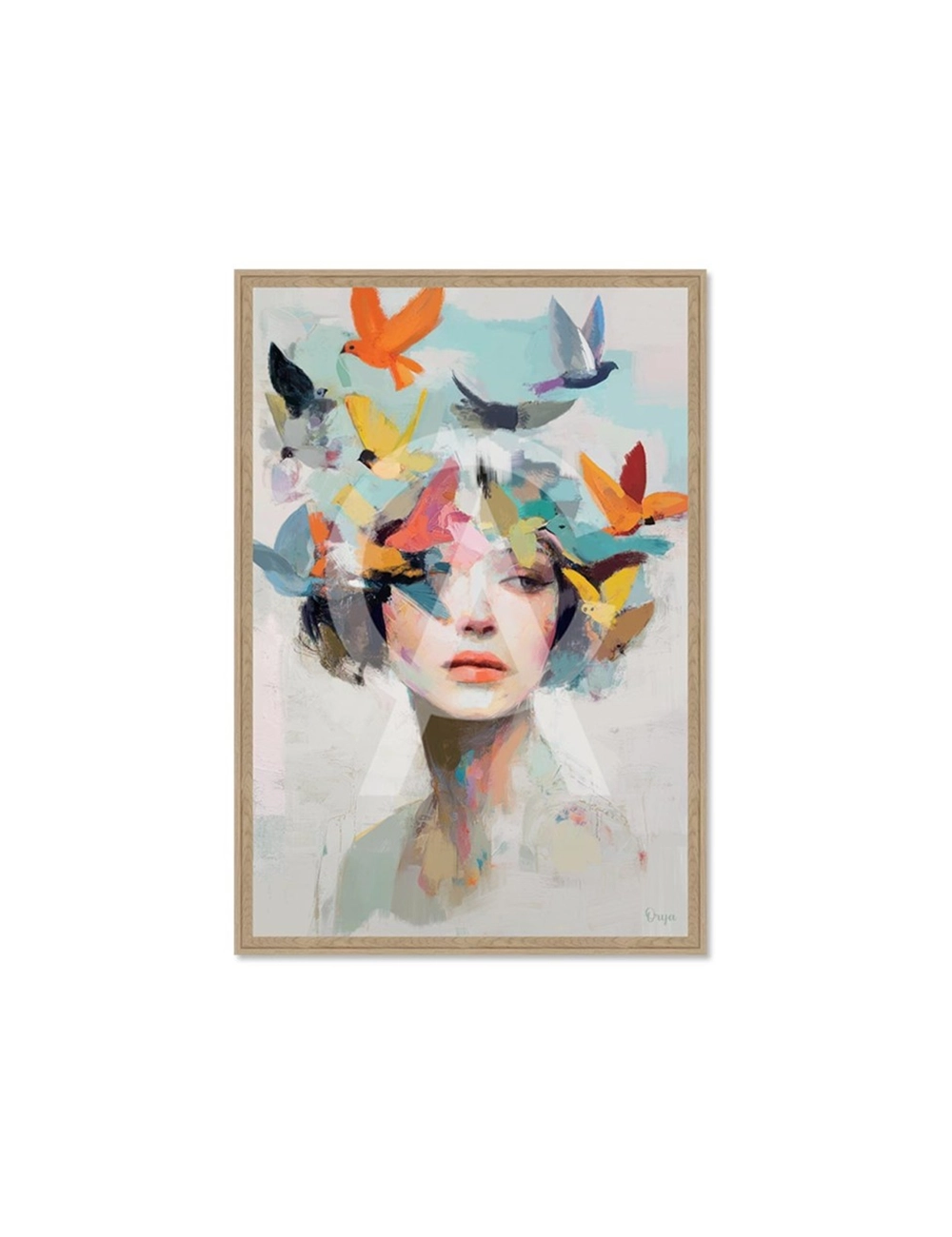 Tableau femme et oiseaux 80x120 – Orya