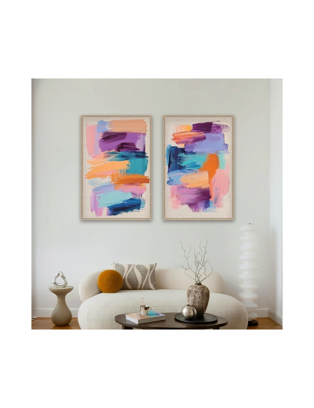 Tableau abstrait coups de pinceau colorés – Orya