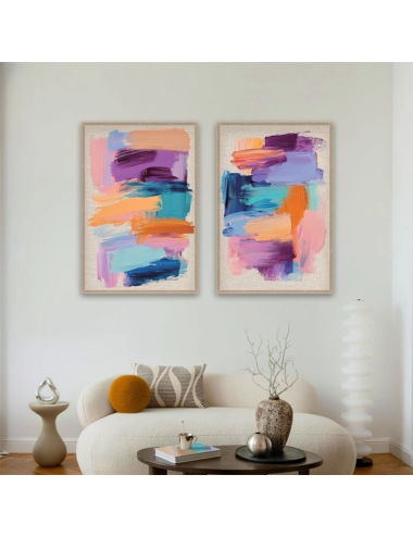 Tableau abstrait blocs de couleur – Décoration murale moderne