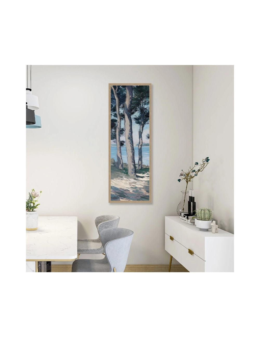 Tableau pins bord de mer 50x150 – Orya