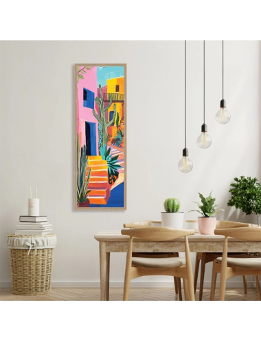 Tableau ruelle colorée et cactus – Décoration murale moderne