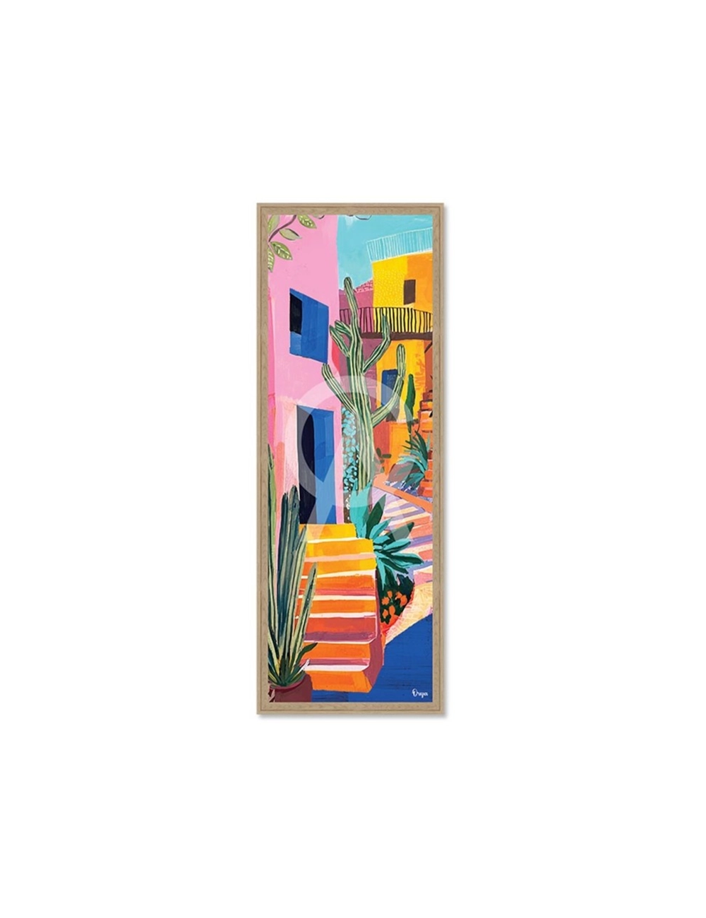 Tableau ruelle colorée et cactus – Orya