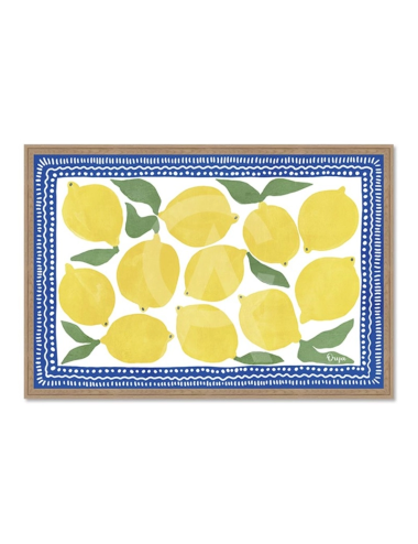 Tableau citrons méditerranéens fond bleu – Orya