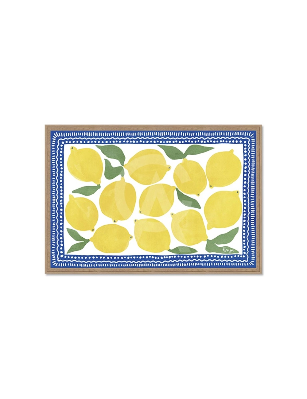Tableau citrons méditerranéens fond bleu – Orya