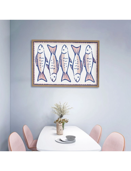 Tableau poissons bleu et rose décoratif – Orya