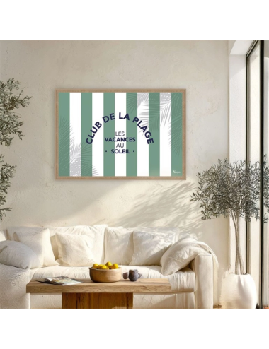 Tableau bord de mer vert rétro déco vacances – Orya