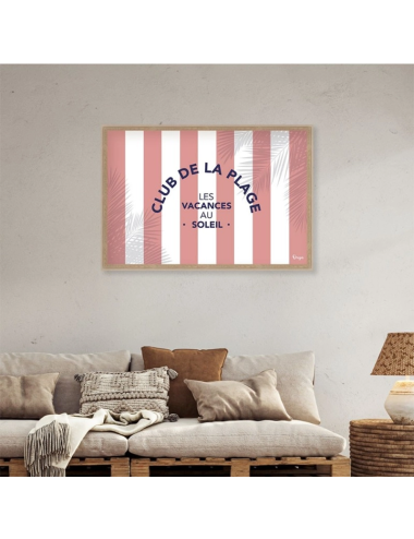 Tableau bord de mer rose rétro déco vacances – Orya