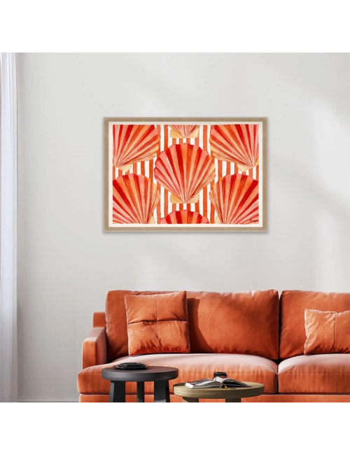 Tableau coquillages rouges décoration cuisine – Orya