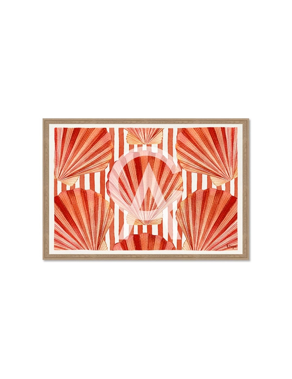 Tableau coquillages rouges décoration cuisine – Orya