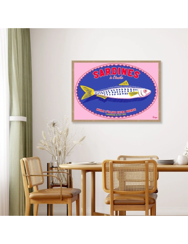 Tableau sardines vintage rose déco cuisine mer – Orya