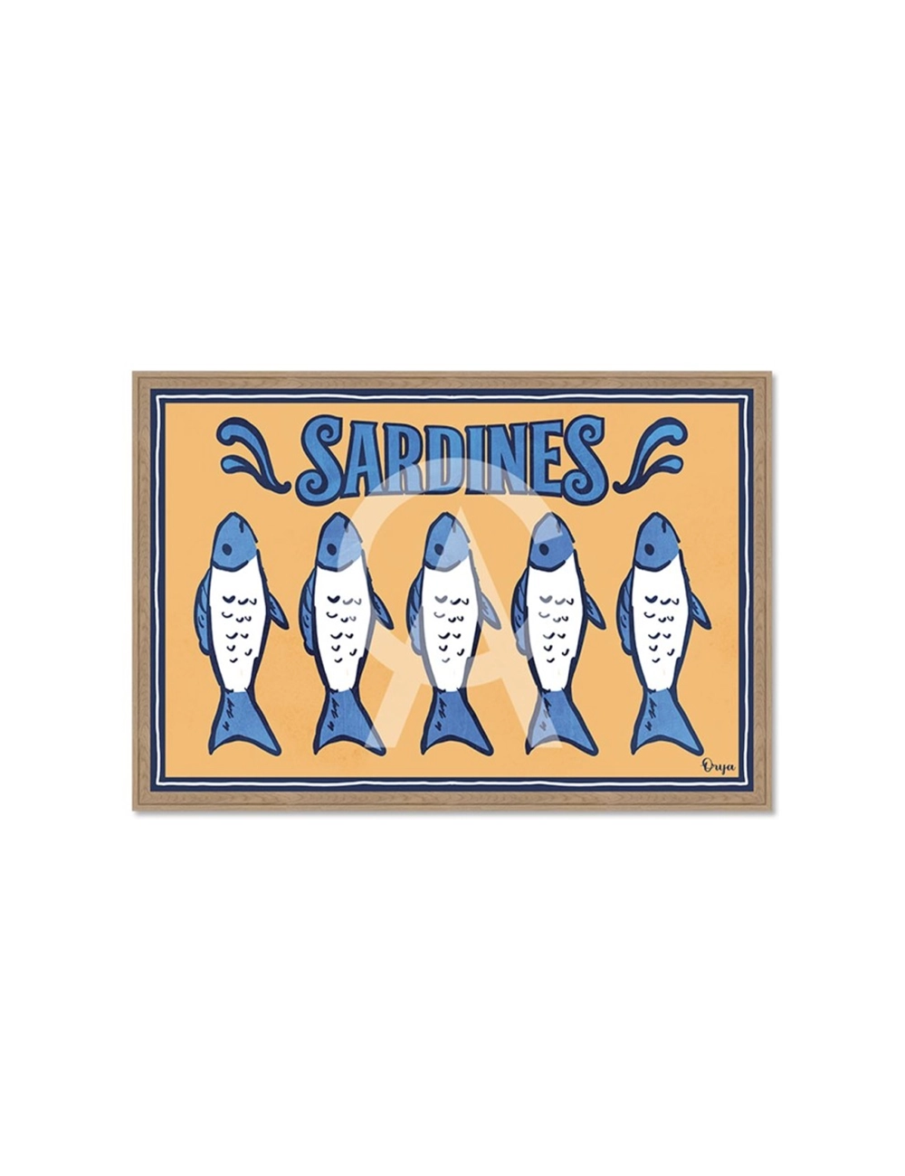 Tableau sardines vintage jaune et bleu – Orya