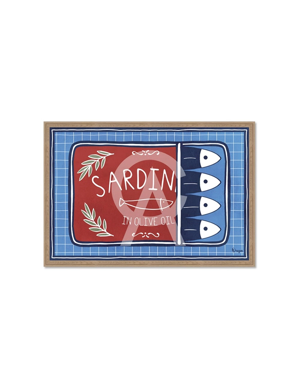 Tableau sardines en boîte vintage rouge et bleu – Orya