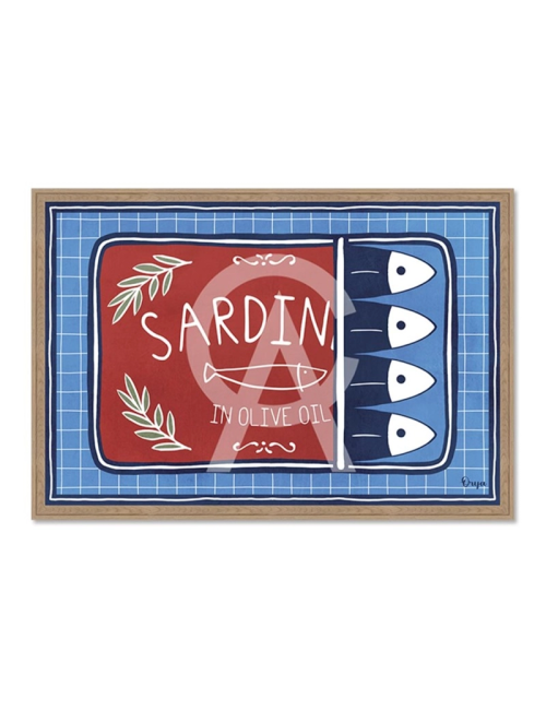 Tableau sardines en boîte vintage rouge et bleu – Orya