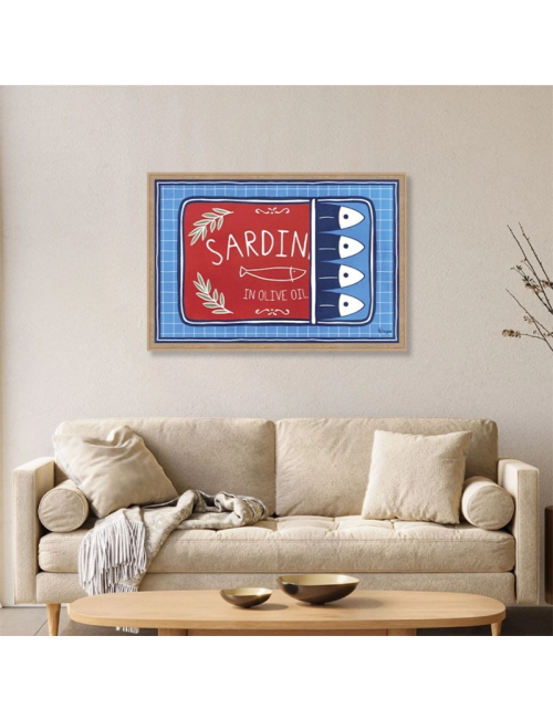 Tableau sardines en boîte vintage rouge et bleu – Orya