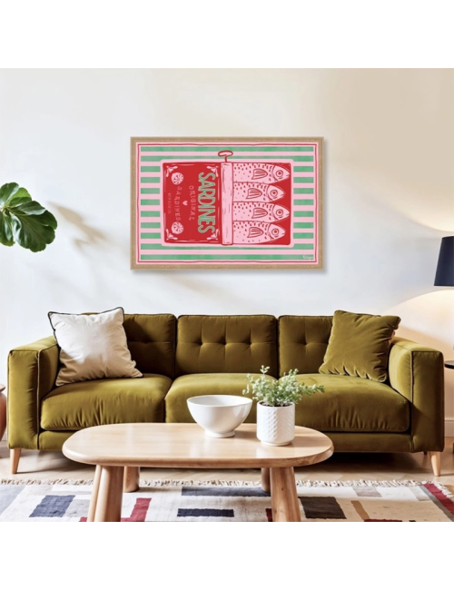 Tableau sardines vert et rouge vintage – Orya