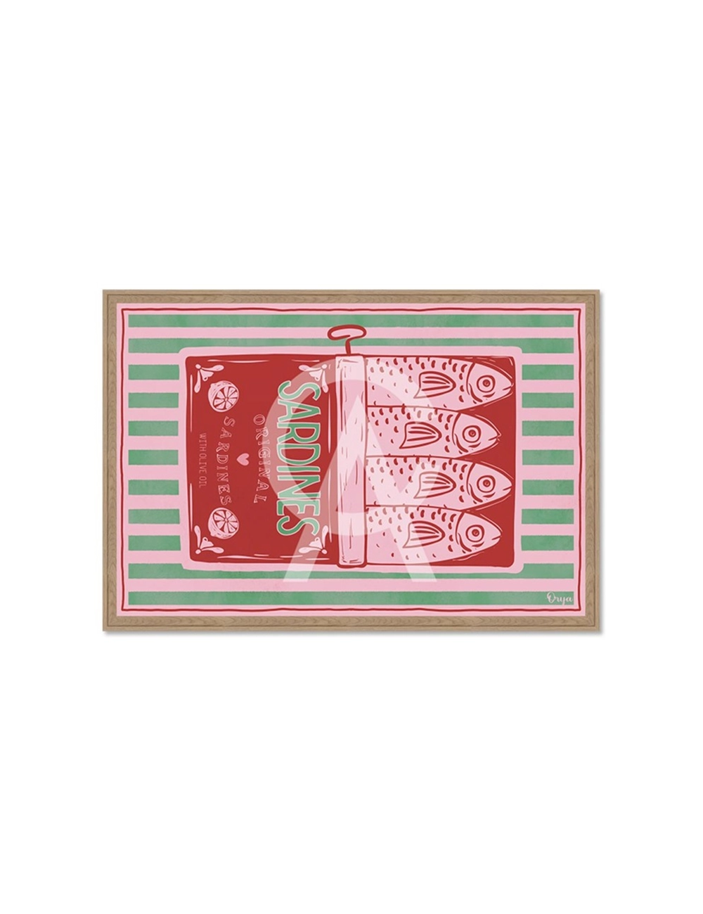 Tableau sardines vert et rouge vintage – Orya
